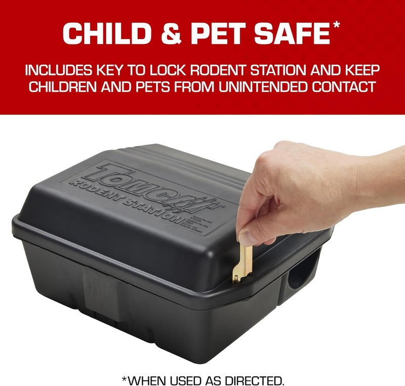 TOMCAT Rodent Station, Includes 1 Rodent Station with 4 Bait Securing Rods and 1 Security Key - Fits Rat or Mouse Sized Traps (Baits & Traps Sold Separately) - Use Indoors or Outdoors - Image 4